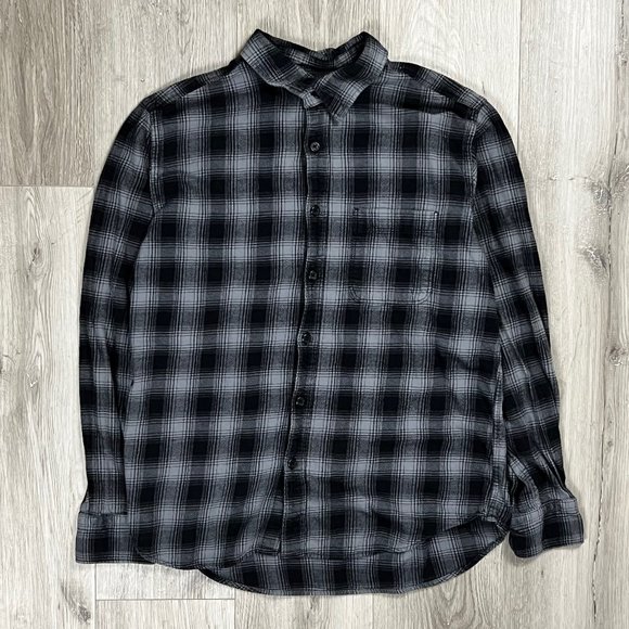Uniqlo Men's Plaid Black/Grey Medium Button Down Shirt - Picture 1 of 6